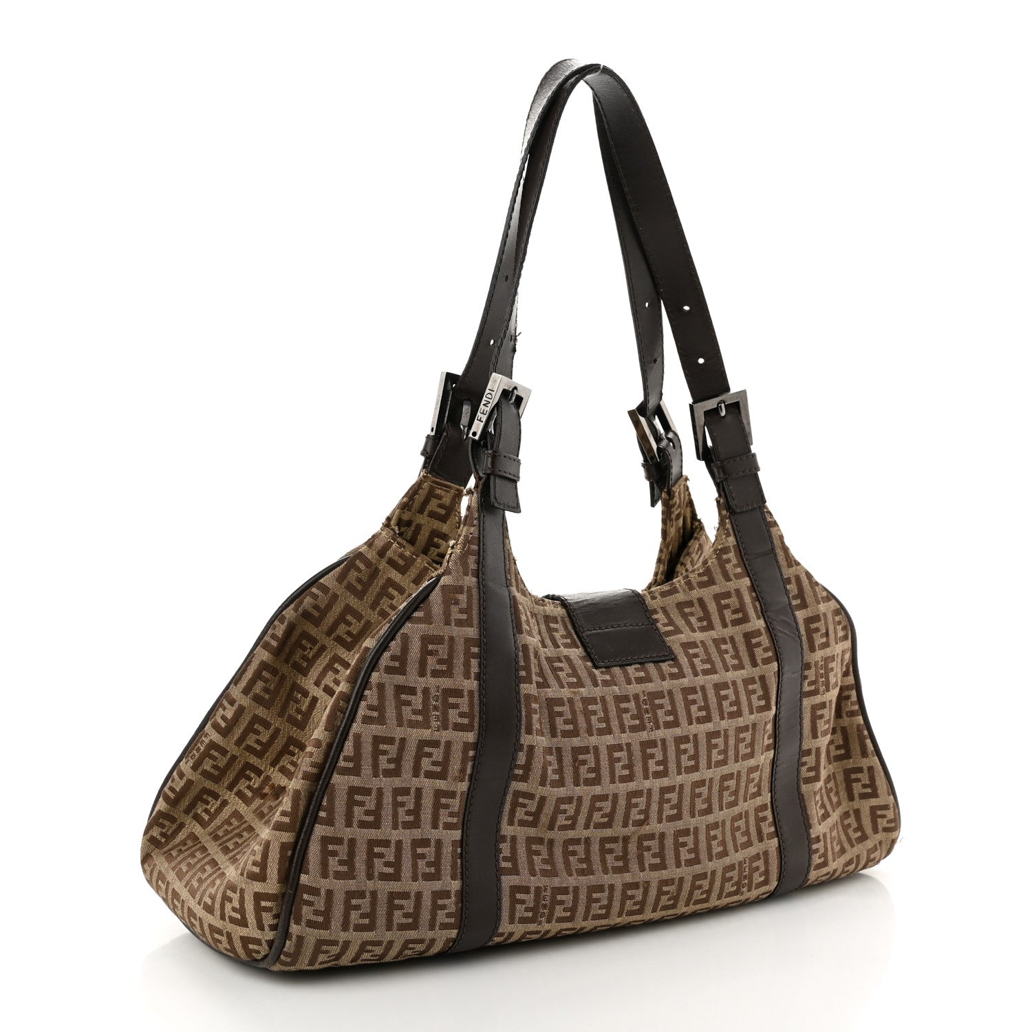 Fendi Zucchino Vitello Shoulder Bag Testa di Moro Beige 3 of 14