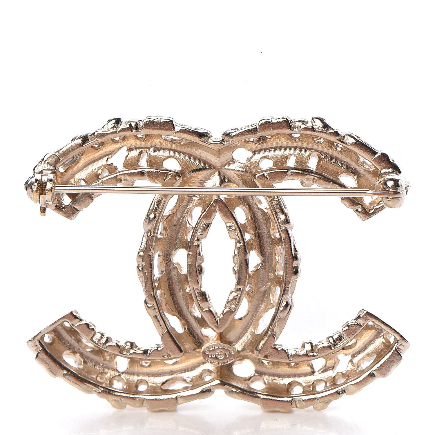 Chanel Crystal CC Brooch Light Gold 3 of 5