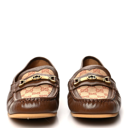 Gucci GG Monogram Mens Driver Loafers 10.5 Beige Ruggine Cuir 2 of 10