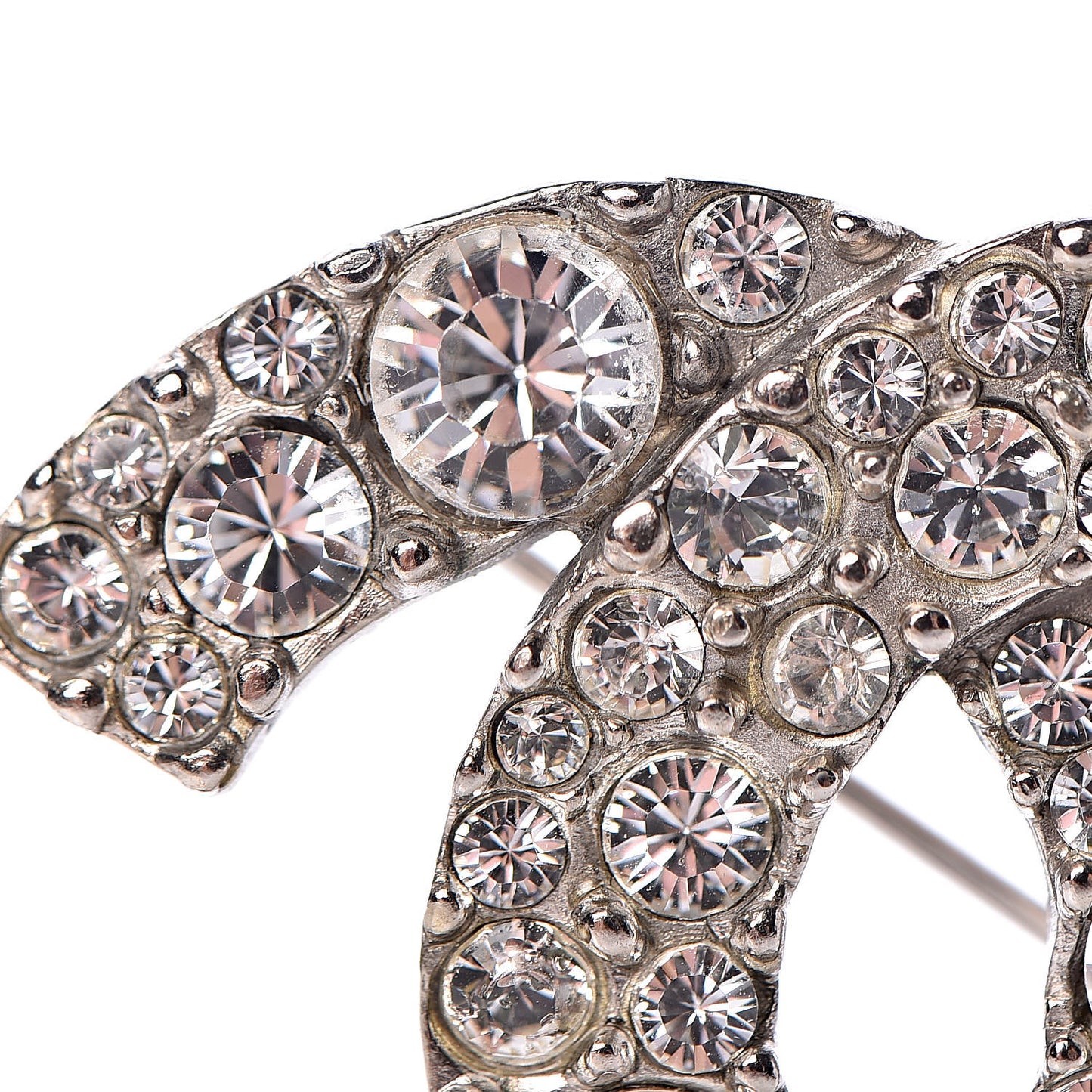 Crystal Large CC Brooch Silver