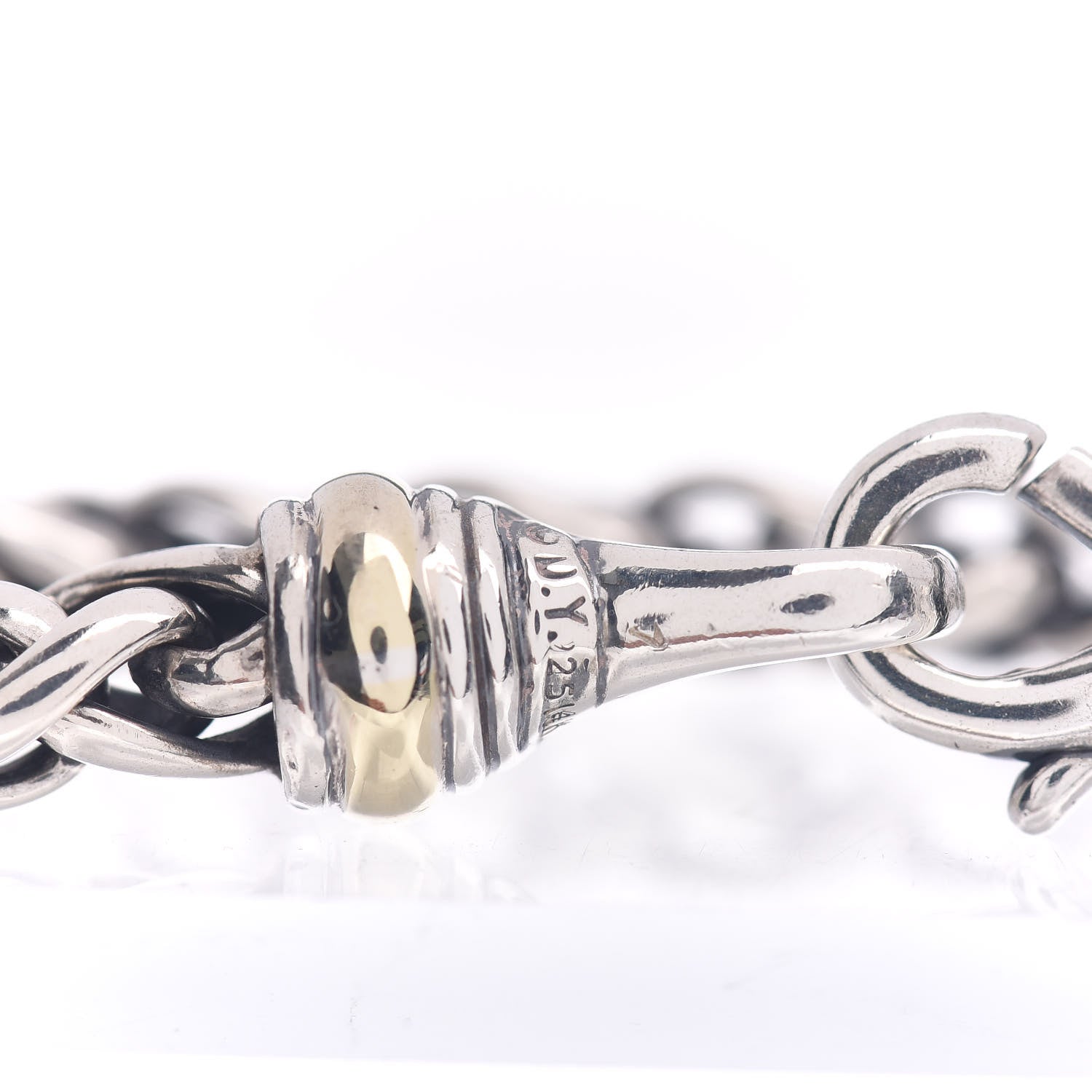 David Yurman Sterling Silver 14K Yellow Gold 6mm Wheat Chain Bracelet 4 of 4