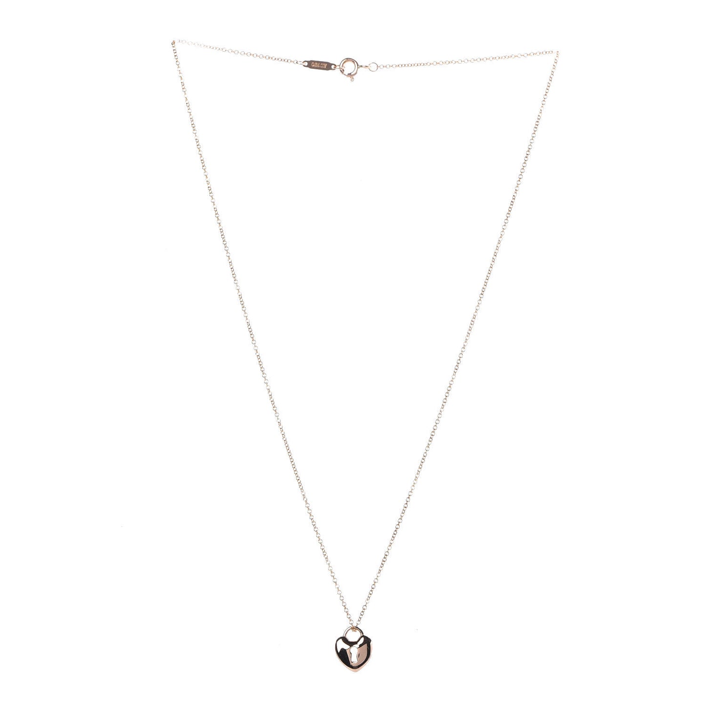 18K Rose Gold Mini Heart Lock Pendant Necklace