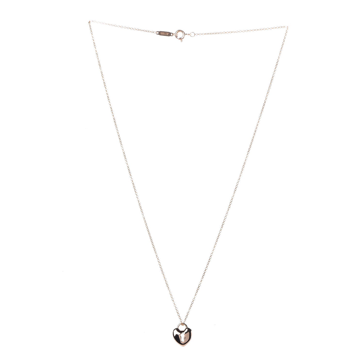 Tiffany 18K Rose Gold Mini Heart Lock Pendant Necklace 4 of 7