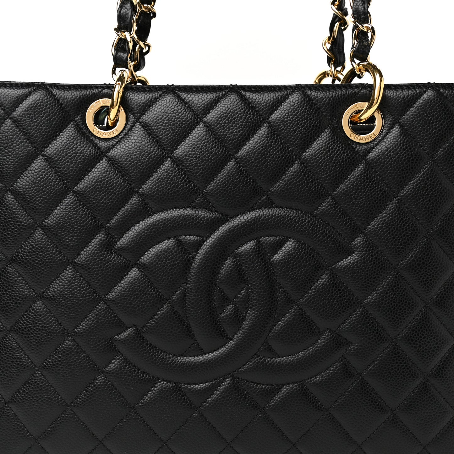 Caviar Quilted Grand Shopping Tote GST Black