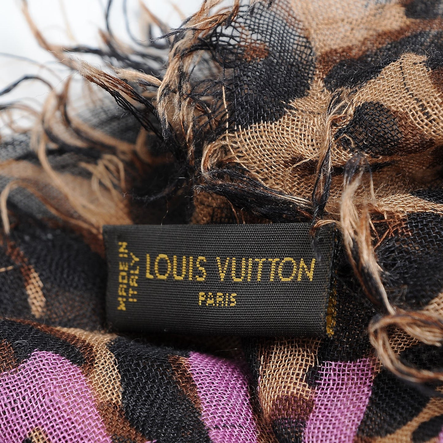 Cashmere Silk Leopard Etole Stole Marron