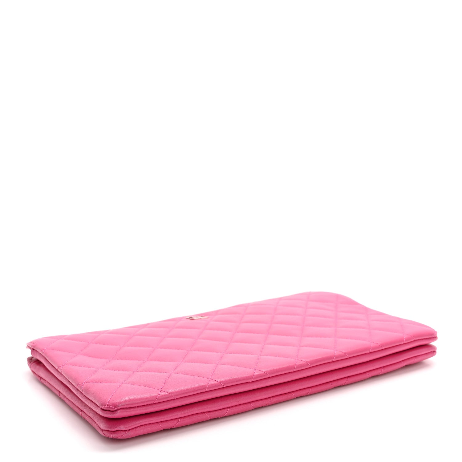 Chanel Lambskin Quilted Enamel Zipped Clutch Pink 4 of 14
