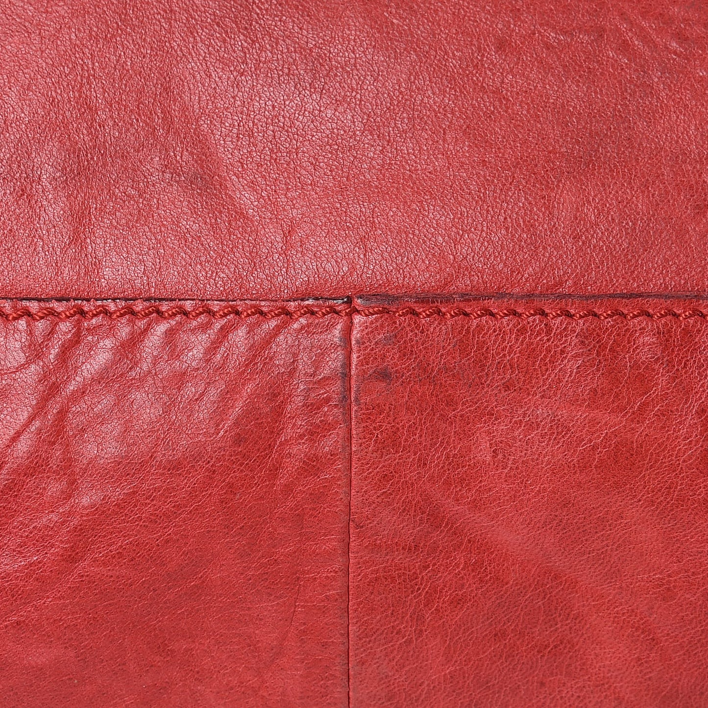 Calfskin Whipstitch Baguette Red