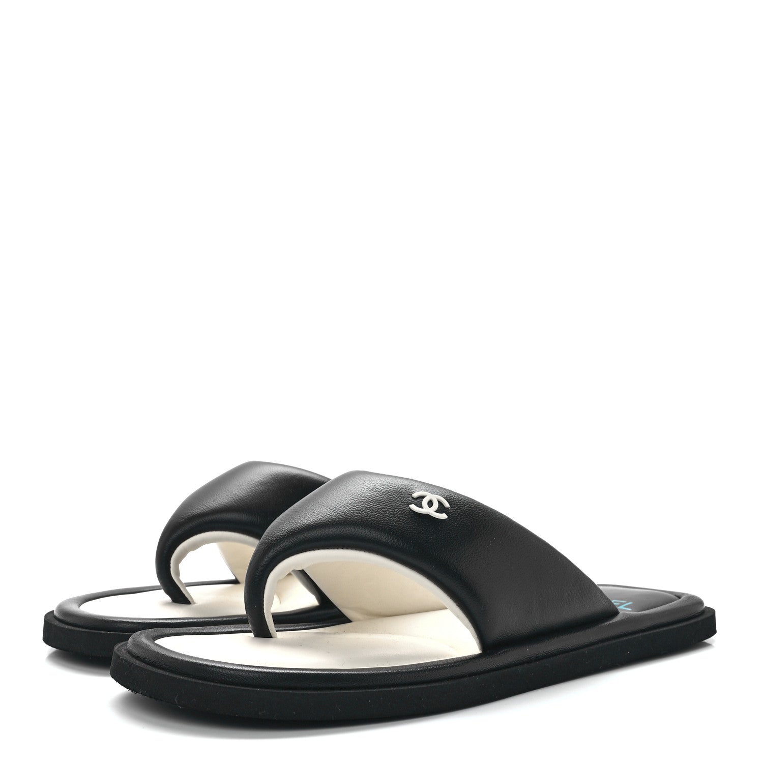 Chanel Lambskin Padded Pool Thong Sandals 38 Black 3 of 7