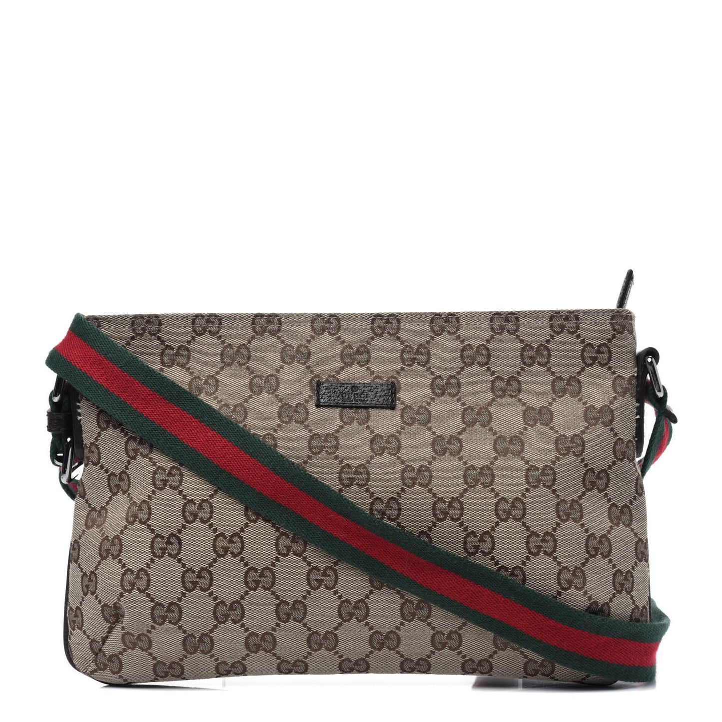 Monogram Web Small Flat Messenger Crossbody Dark Brown