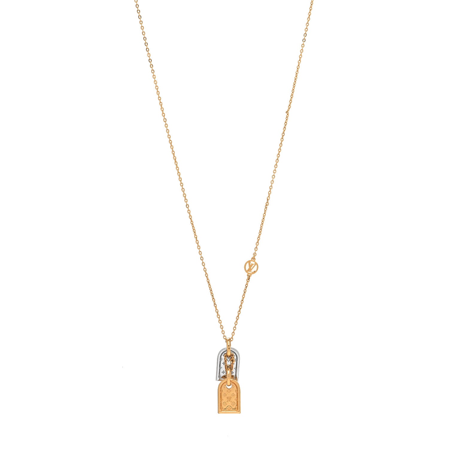 Louis Vuitton Nanogram Name Tag Necklace Gold 1 of 6