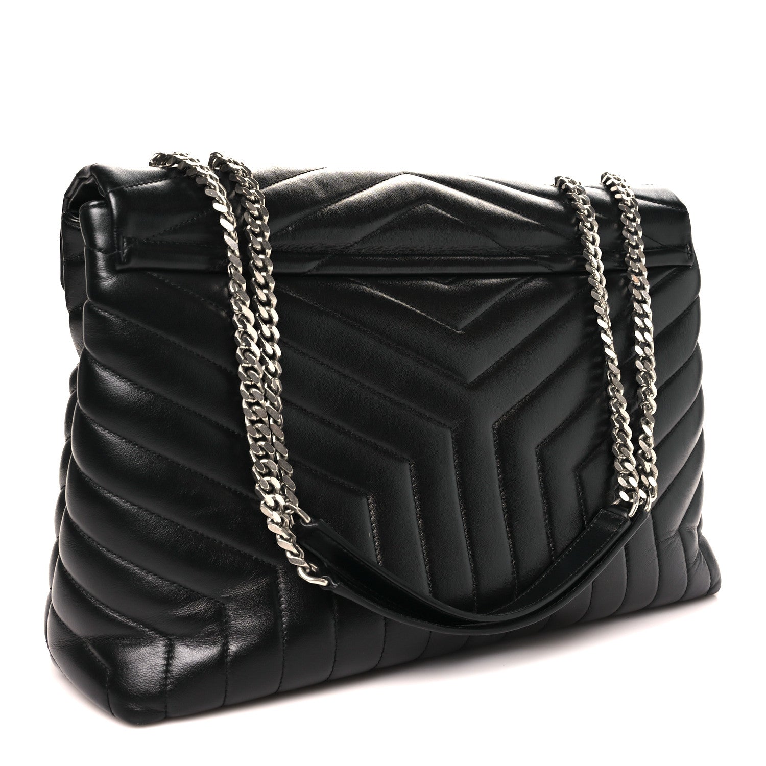 Saint Laurent Calfskin Y Quilted Monogram Large Loulou Chain Satchel Black 3 of 11