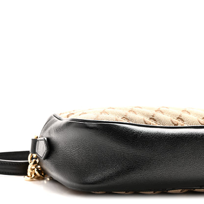 Gucci Monogram Matelasse Diagonal Small GG Marmont Chain Shoulder Bag Beige Black Beige Black 9 of 10