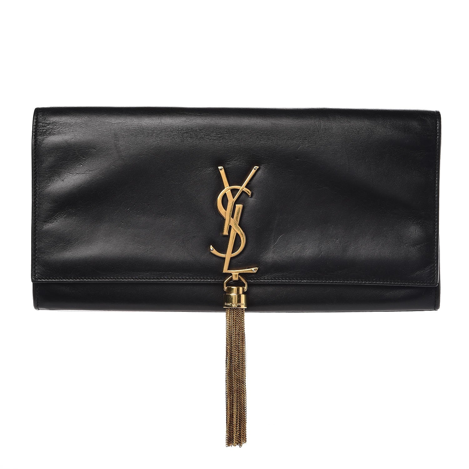 Saint Laurent Calfskin Classic Monogram Tassel Clutch Black 1 of 10
