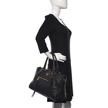 Prada Vitello Daino Shopping Satchel Black 2 of 11