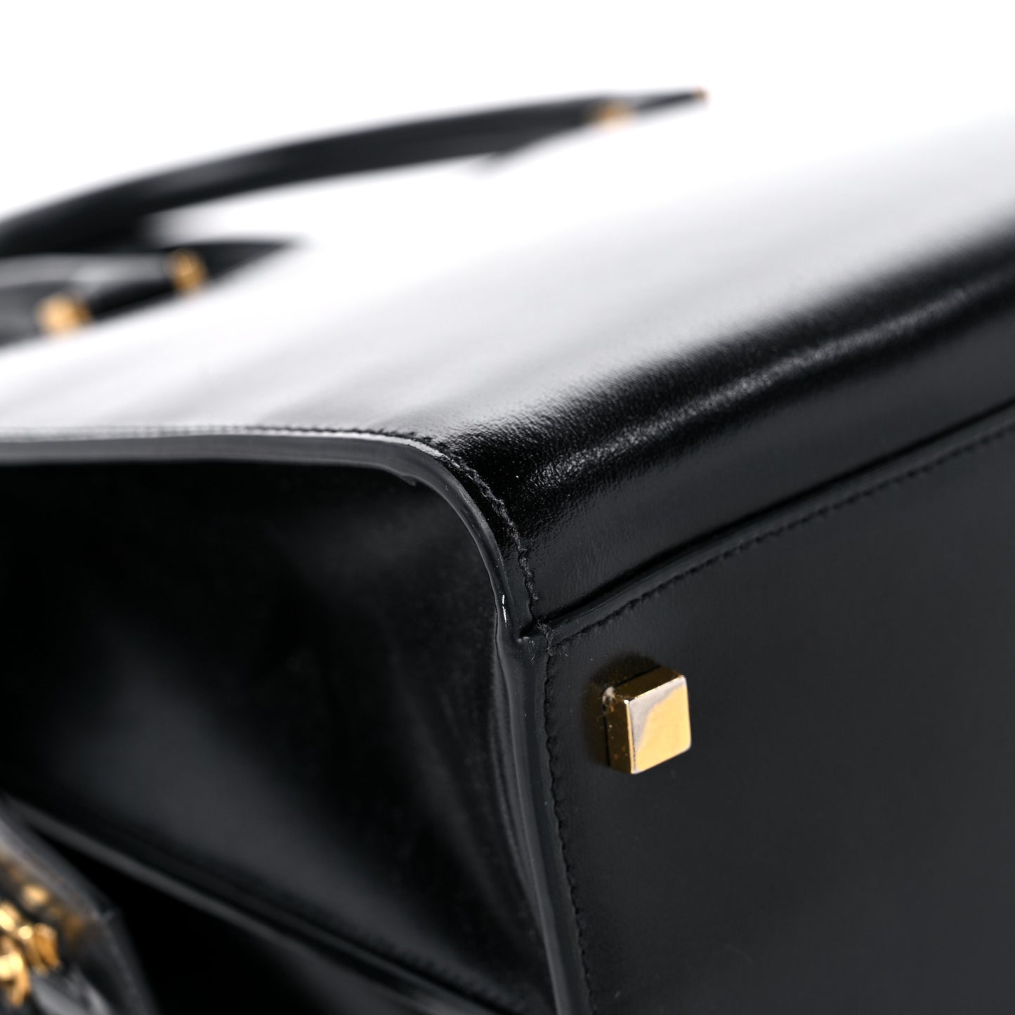 Shiny Calfskin Medium Uptown Tote Black