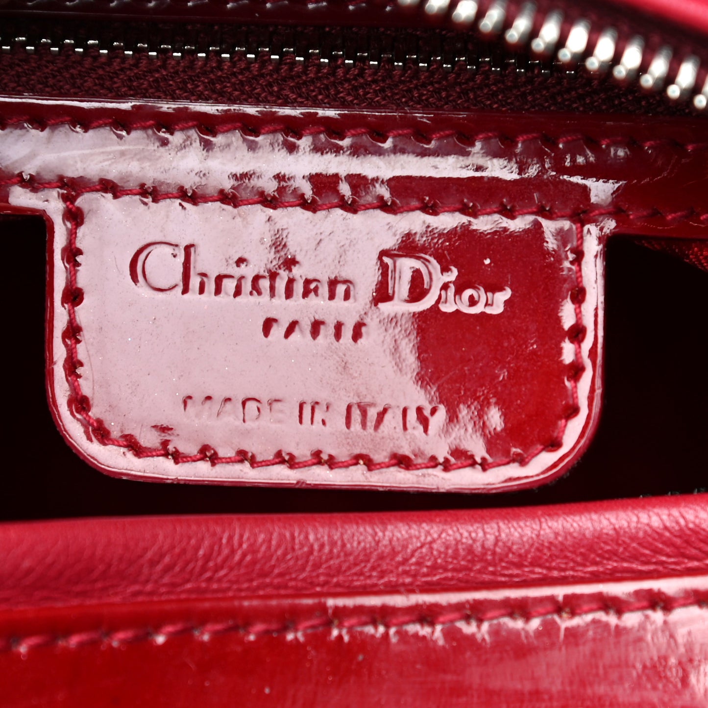 Patent Cannage Medium Lady Dior Red