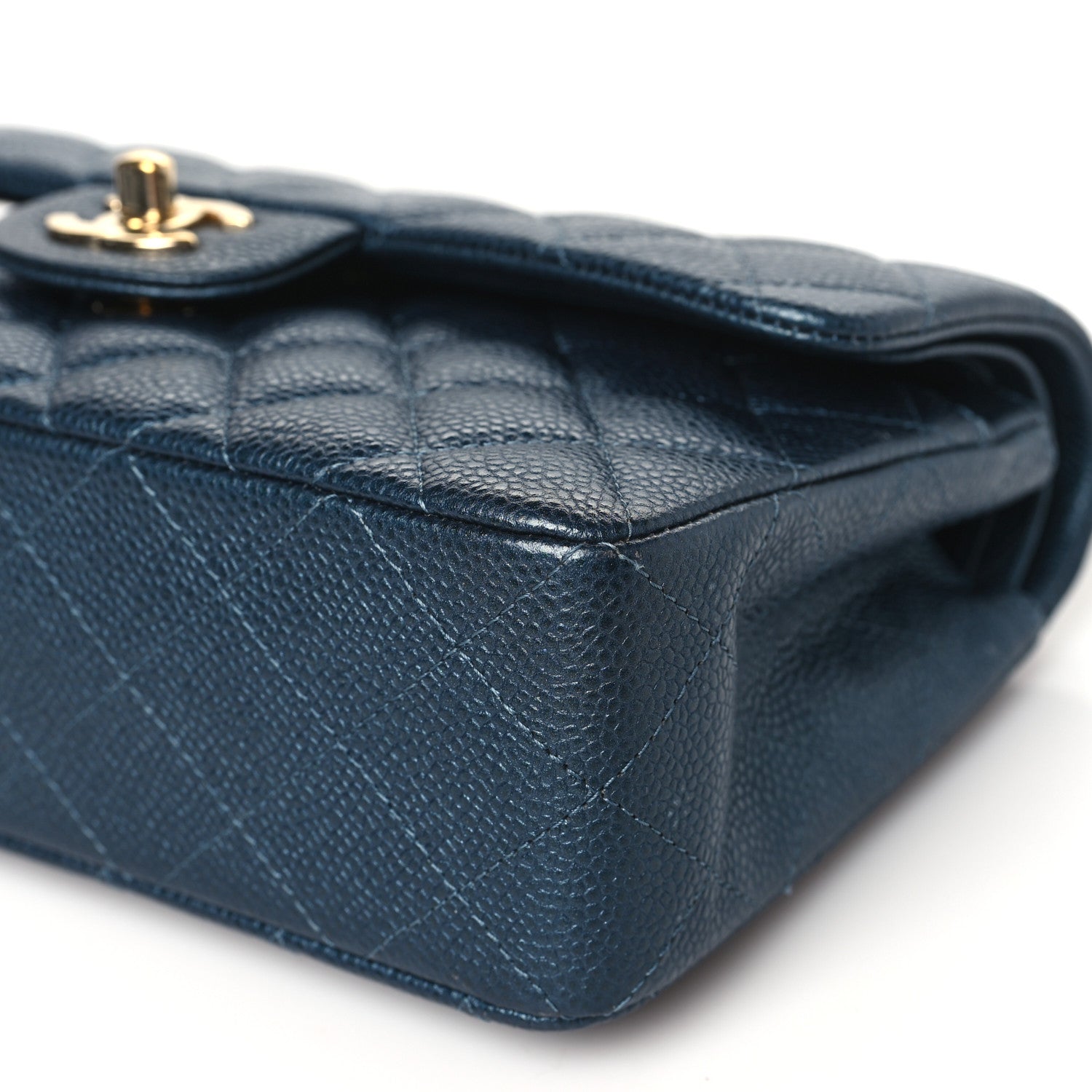 Chanel Iridescent Caviar Quilted Small Double Flap Dark Blue 10 of 10