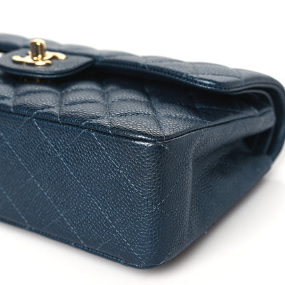 Chanel Iridescent Caviar Quilted Small Double Flap Dark Blue 10 of 10