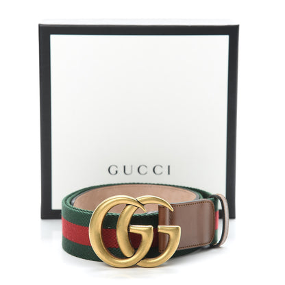 Gucci Nylon Calfskin Double G Web 40mm Belt 95 38 Green Red Cuir 8 of 8