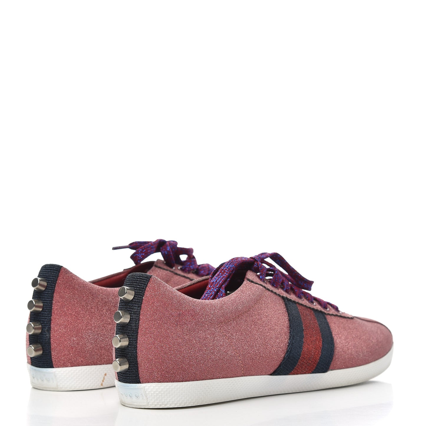 Glitter Fabric Studded Web Womens Sneakers 38 Rosso