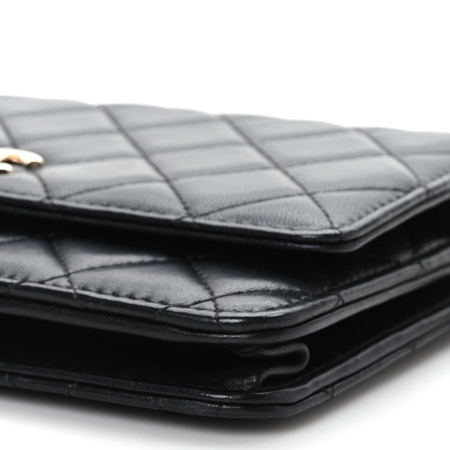 Lambskin Quilted Trendy CC Wallet On Chain WOC Black