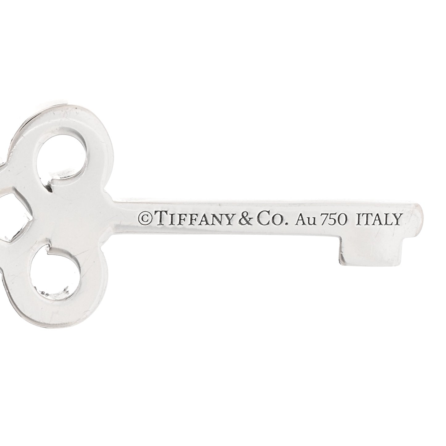 18K White Gold Diamond Mini Fleur De Lis Key Pendant