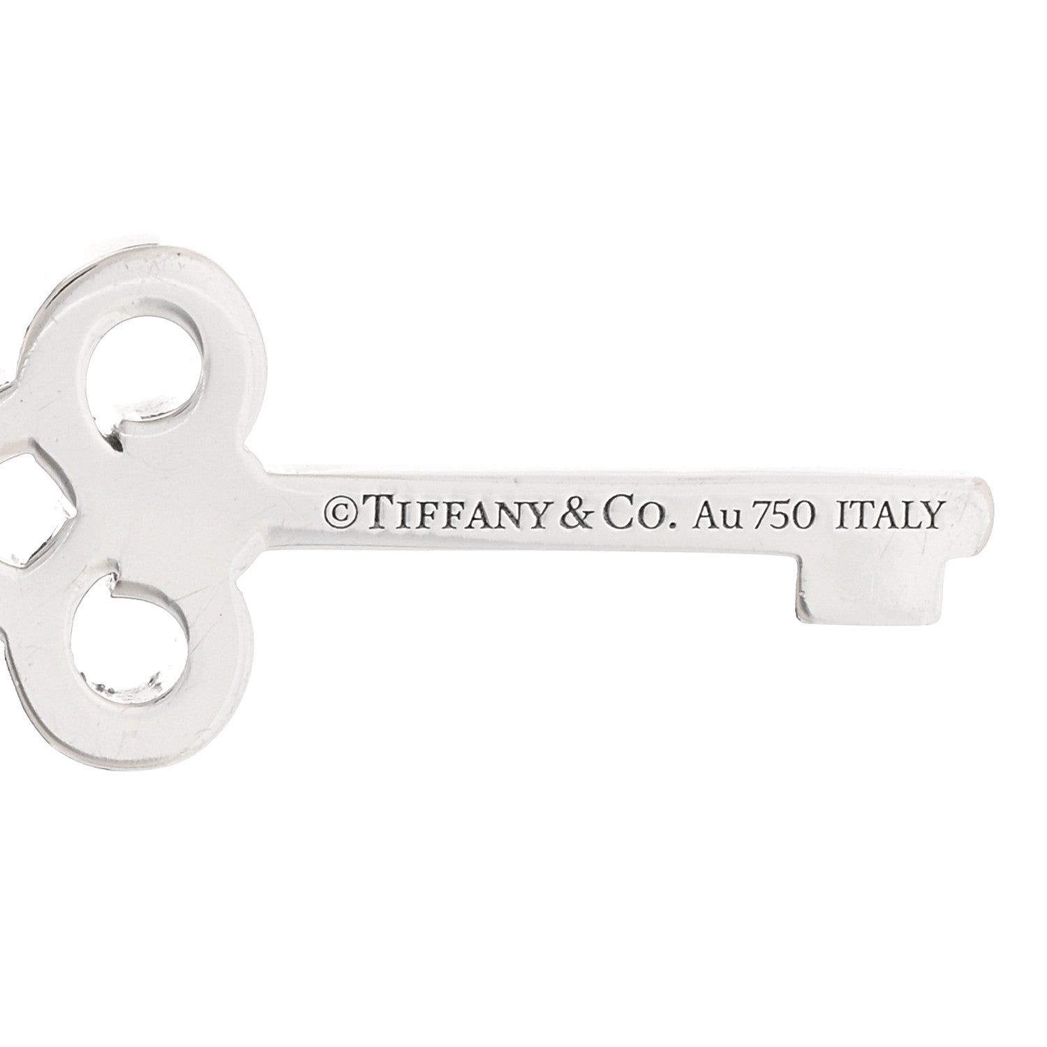 Tiffany 18K White Gold Diamond Mini Fleur De Lis Key Pendant 3 of 3