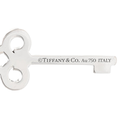 Tiffany 18K White Gold Diamond Mini Fleur De Lis Key Pendant 3 of 3