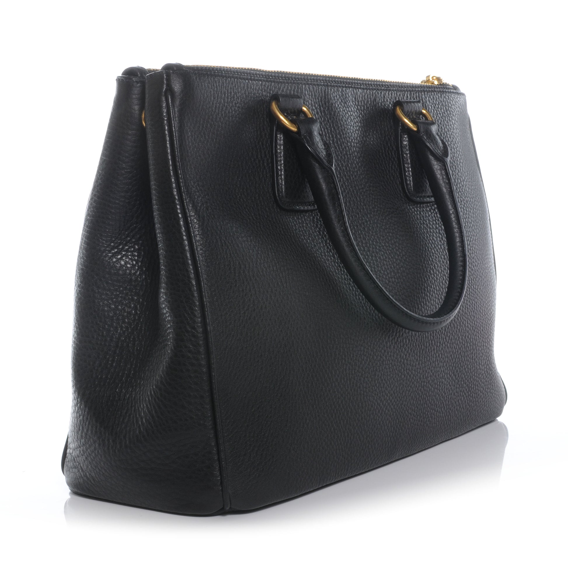 Prada Vitello Daino Double Zip Tote Black 3 of 9
