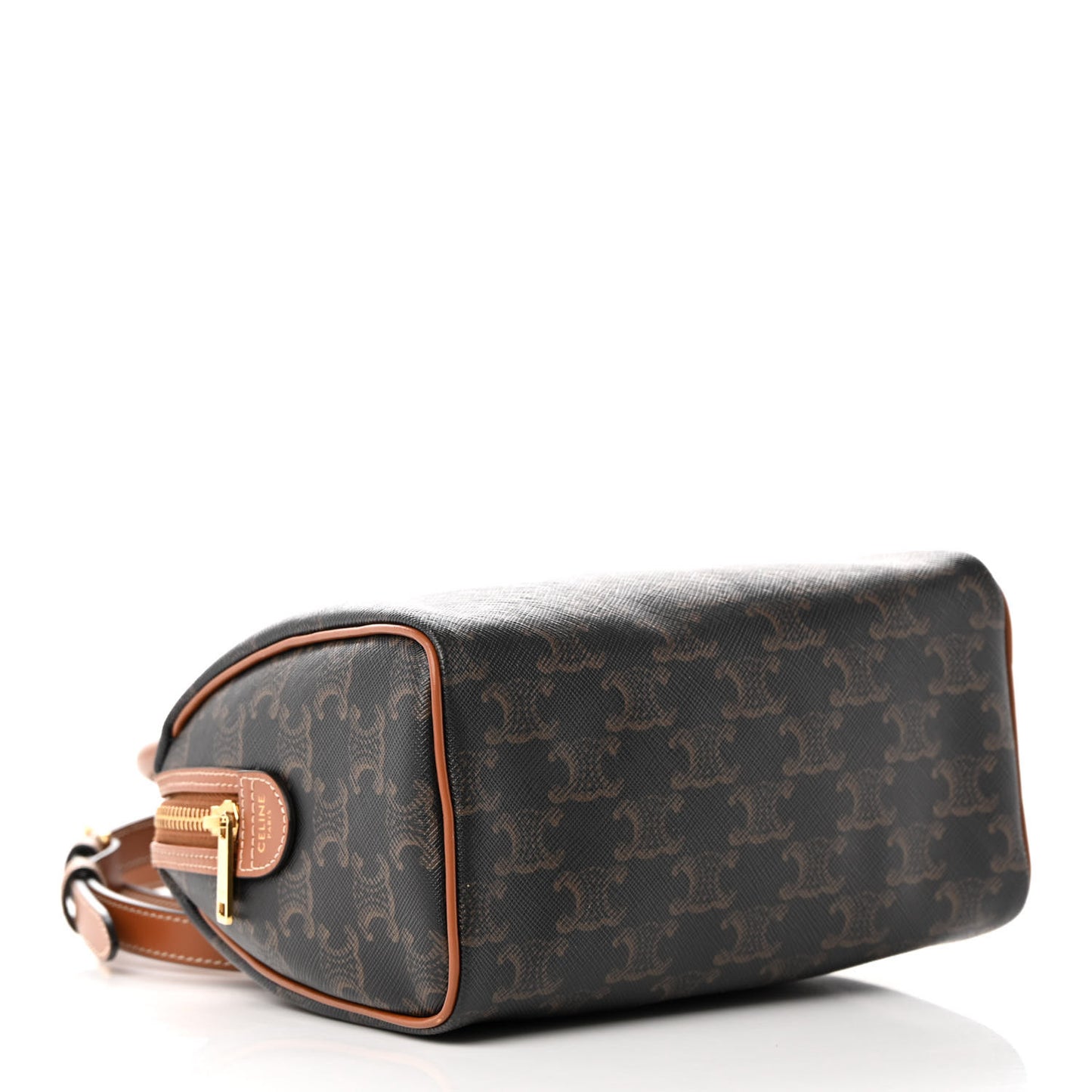 Triomphe Canvas Calfskin Small Boston Bag Tan
