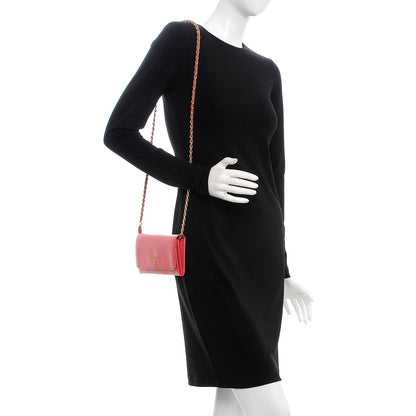 Prada Saffiano Metal Oro Chain Wallet Peonia 2 of 13