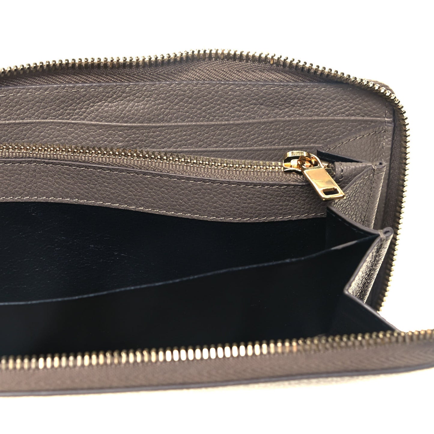 Calfskin Monogram Zip Around Wallet Taupe