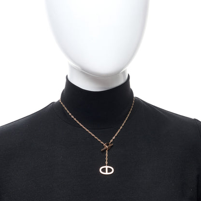 Hermes 18K Rose Gold Diamond GM Chaine D'Ancre Contour Pendant Necklace ST 2 of 6