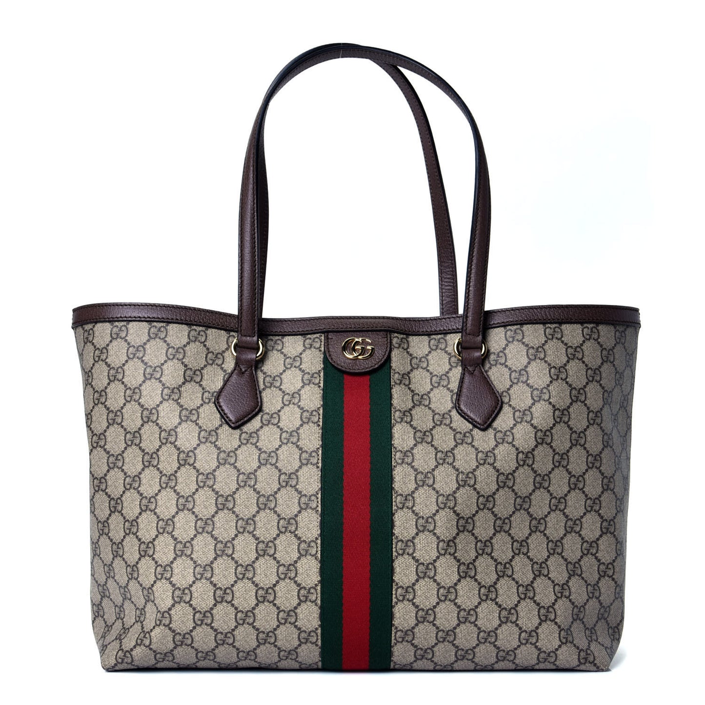 GG Supreme Monogram Medium Ophidia Shopping Tote Brown