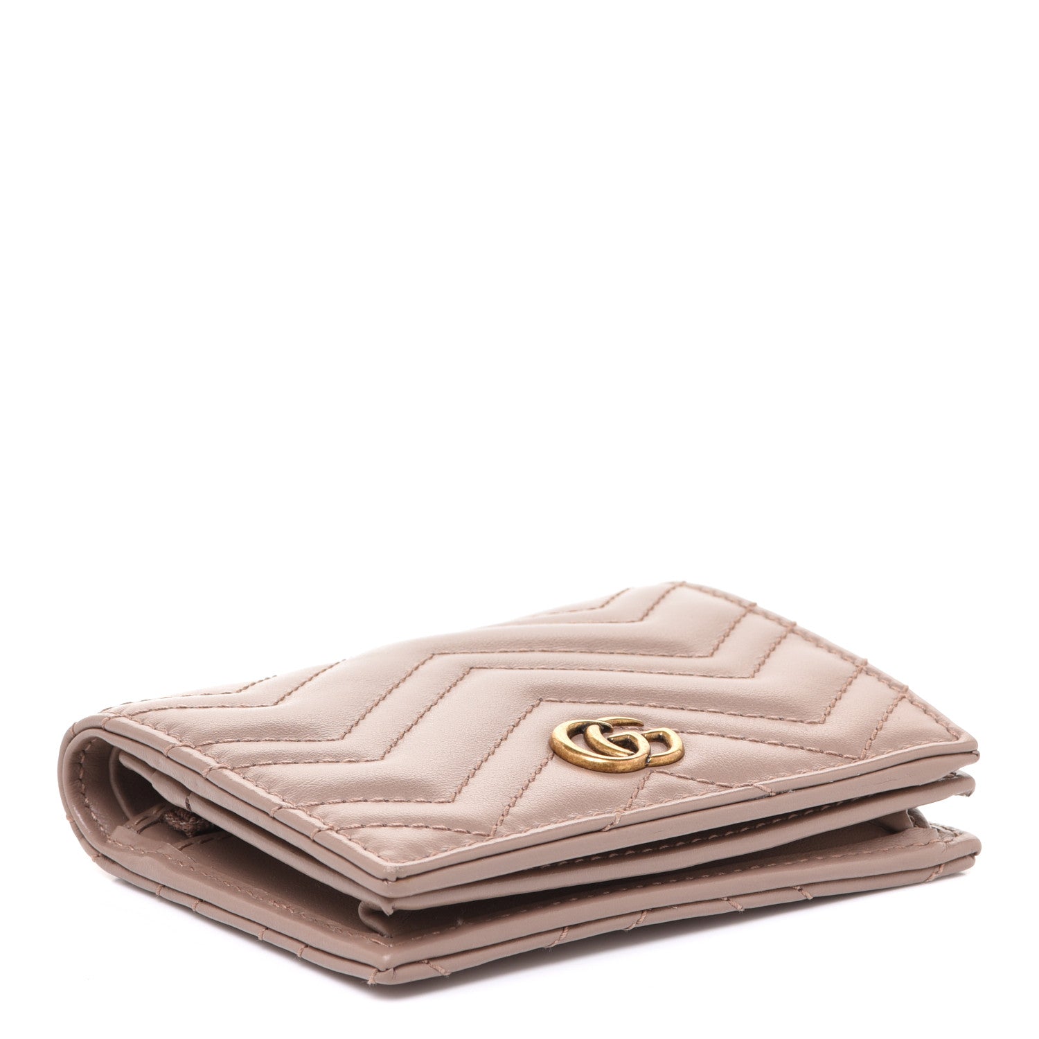 Gucci Calfskin Matelasse GG Marmont Card Case Wallet Porcelain Rose 4 of 7