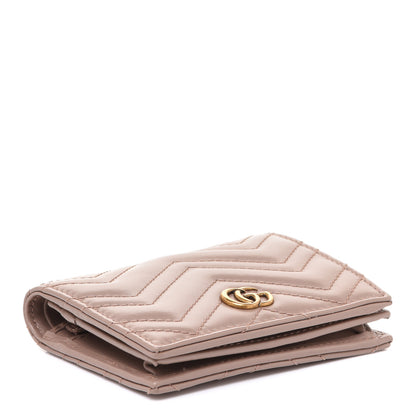 Gucci Calfskin Matelasse GG Marmont Card Case Wallet Porcelain Rose 4 of 7