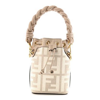 Fendi Canvas Nappa F is Fendi FF Embroidered Mini Mon Tresor Bucket Bag White Nuvola 1 of 11