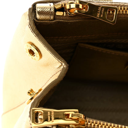 Prada Metallic Saffiano Lux Micro Galleria Double Zip Tote Gold 11 of 12