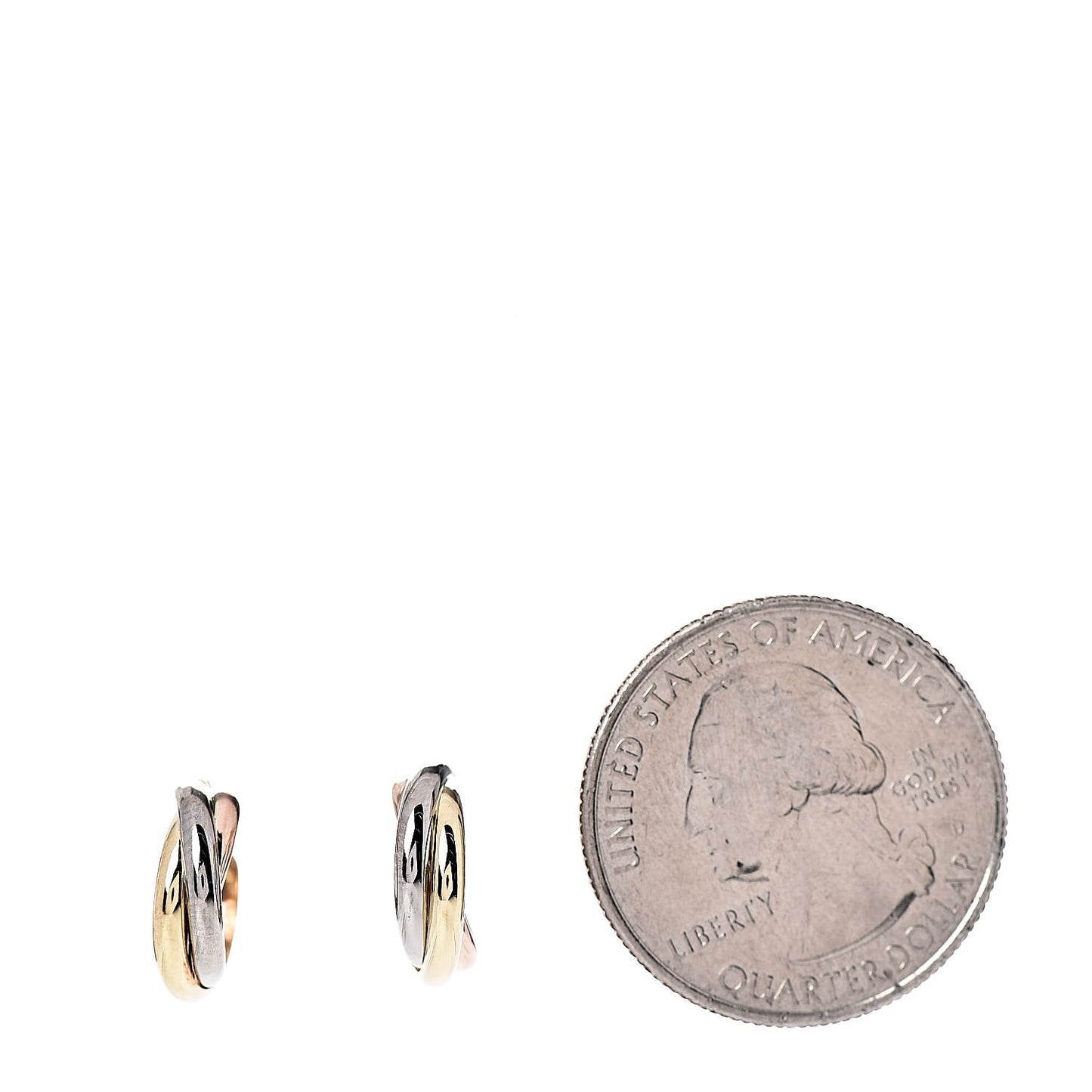 18K Pink Yellow White Gold 13mm Trinity Hoop Earrings
