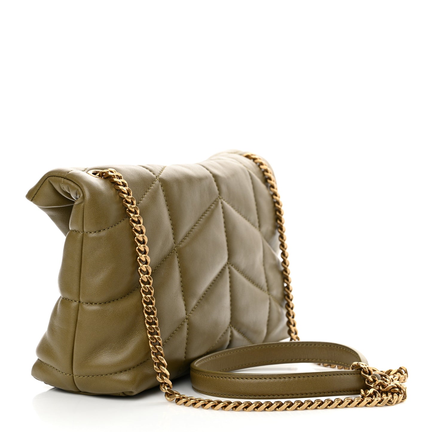 Lambskin Quilted Toy Loulou Puffer Monogram Chain Satchel Hazel Green