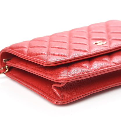 Chanel Caviar Quilted Wallet on Chain WOC Red 9 of 11