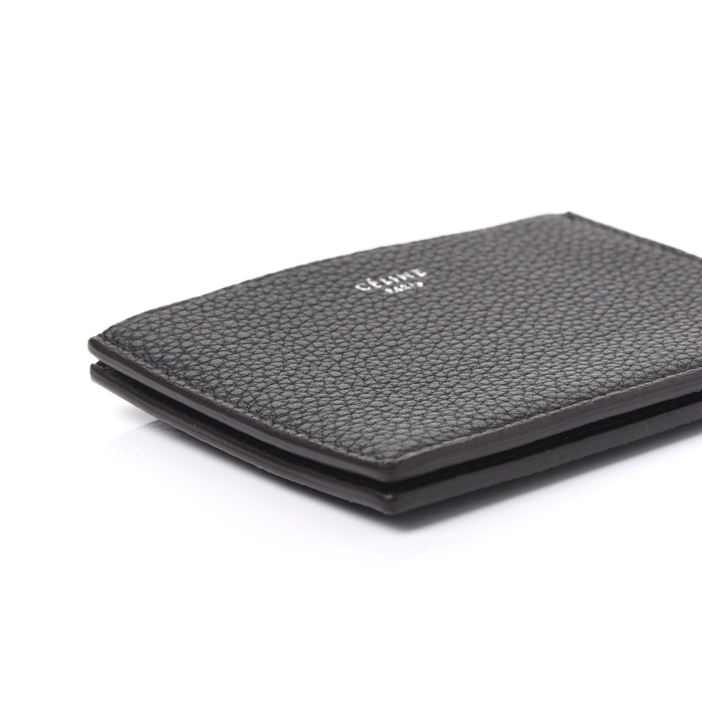 Drummed Calfskin Gusset Card Holder Black
