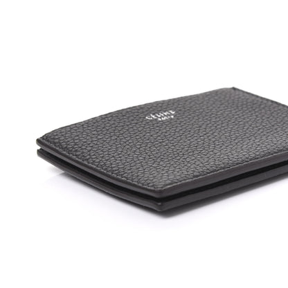 Celine Drummed Calfskin Gusset Card Holder Black 5 of 9