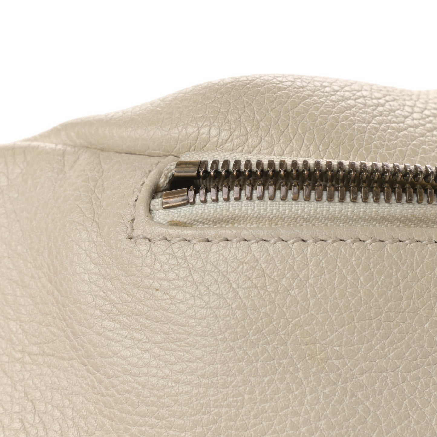 Grained Calfskin Logo Belt Bag White