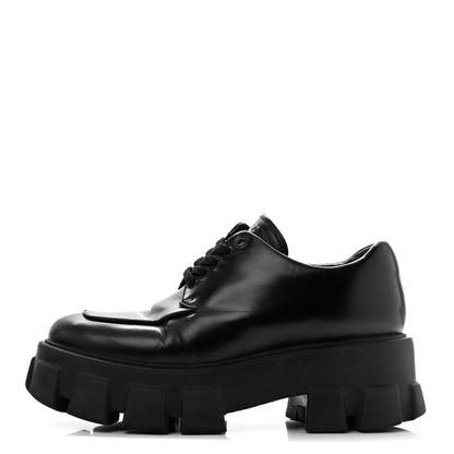 Prada Spazzolato Rois Monolith 55mm Derby Loafers 38 Black 1 of 12