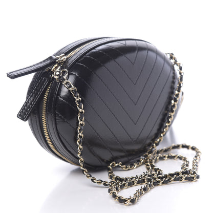 Chanel Lambskin Embroidered Chevron Quilted La Pausa Tassel Clutch Black 3 of 10