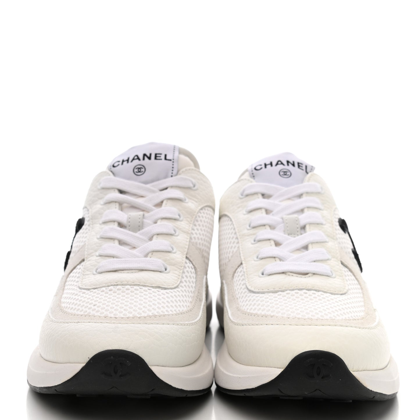 Calfskin Mesh Lycra Suede Womens Logo Sneakers 38 White