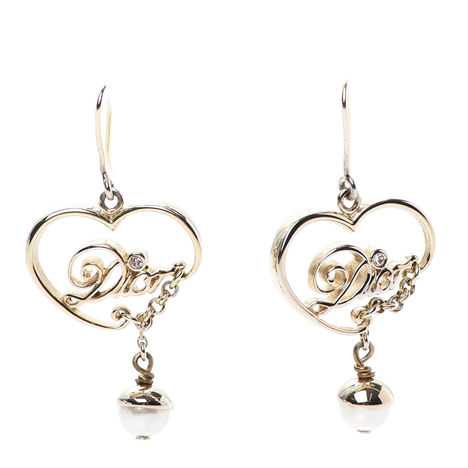 Christian Dior Pearl Love Hoop Earrings Gold 1 of 3