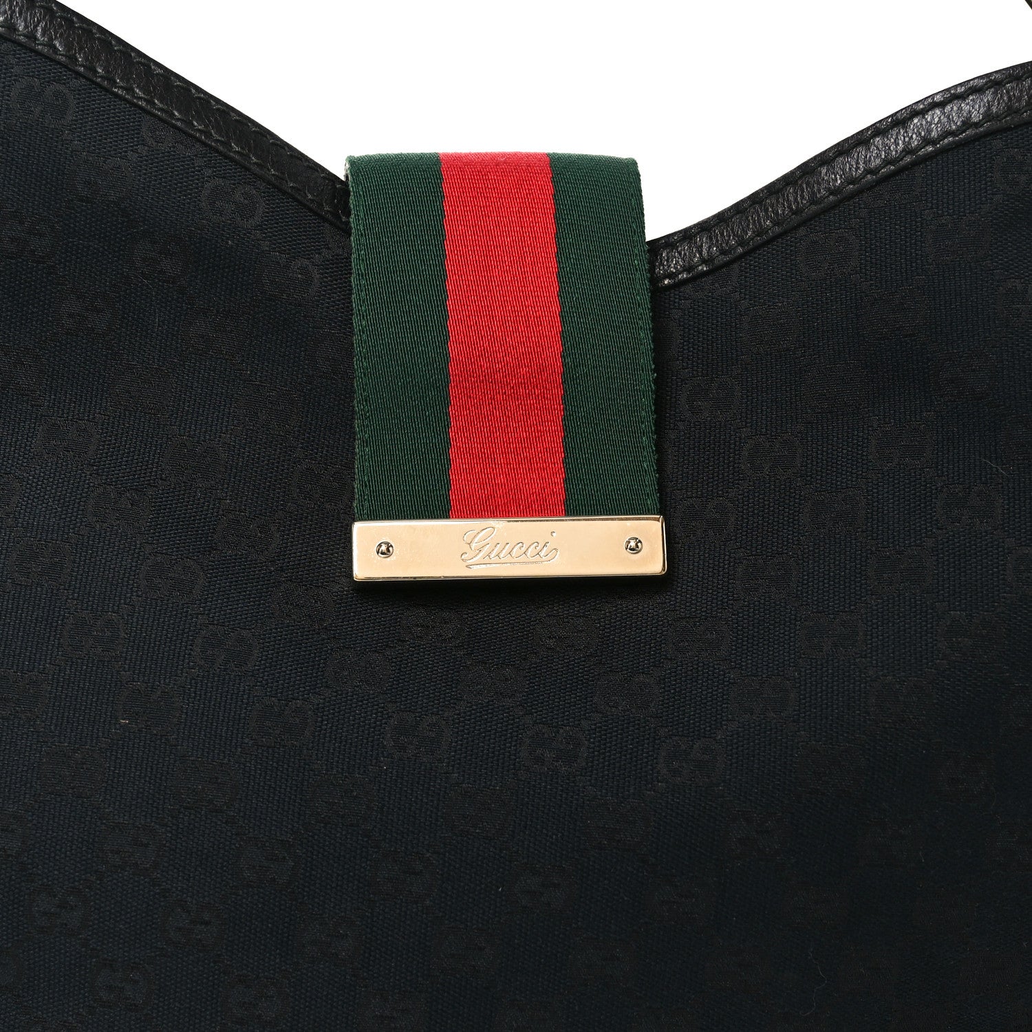 Gucci Monogram Large New Ladies Web Hobo Black 9 of 11