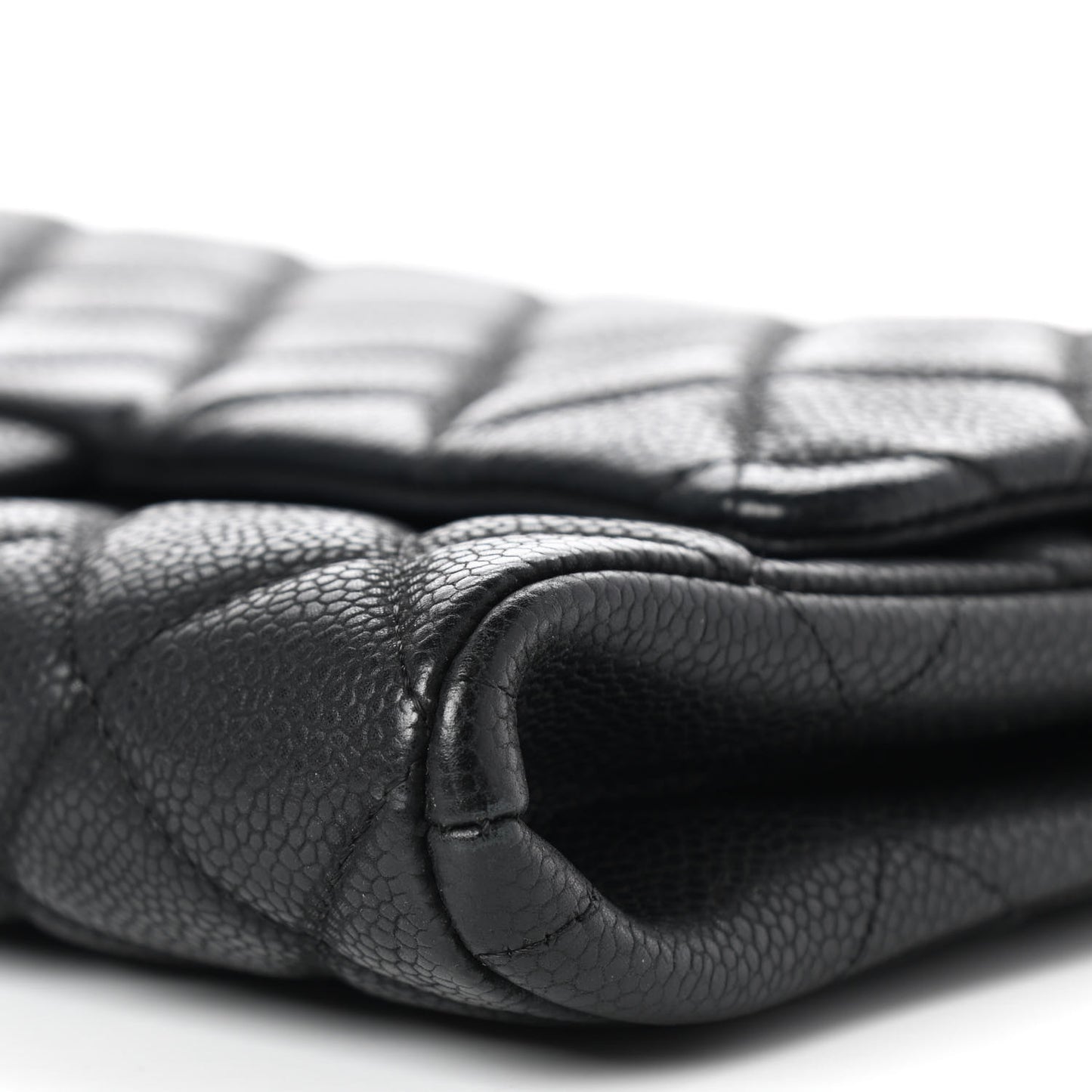 Caviar Quilted Clutch With Chain Flap Black